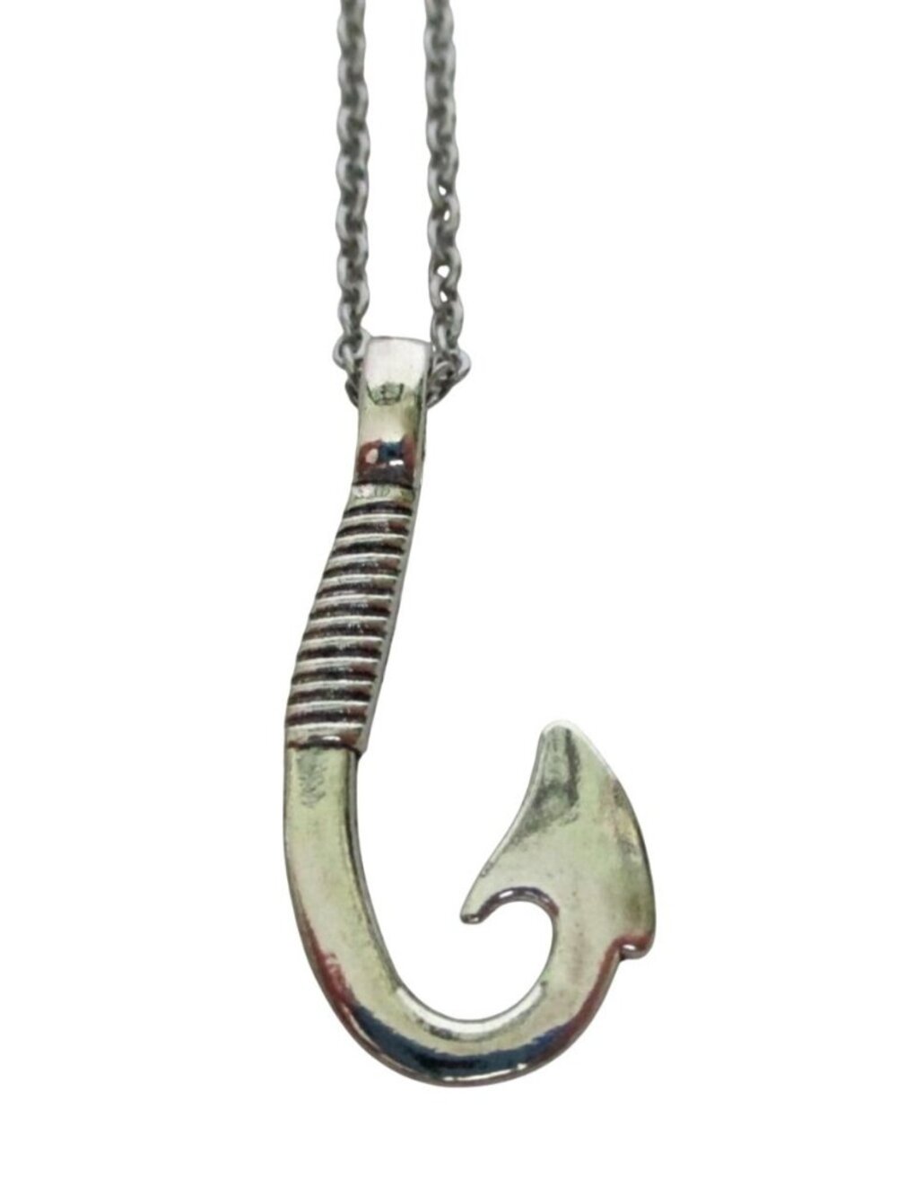 New Fishing Hook Pendant Necklace on 18" Stainless Chain Unisex Jewelry